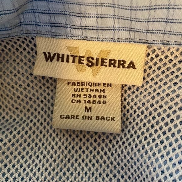 White Sierra Pinstripe Short Sleeve Button Down Mens Shirt Size M - Picture 5 of 6